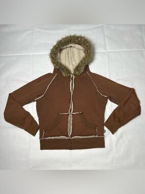 Kids‎ Brown Hooded Faux-Fur Trim Puffer Jacket